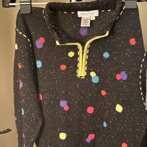 Coldwater Creek Black Sweater with Vibrant Accents